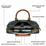 vegan unisex green laptop bag for men and women