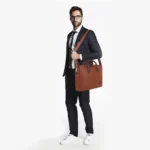 vegan unisex tan laptop bag for men and women