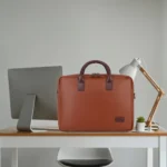 vegan unisex tan laptop bag for men and women