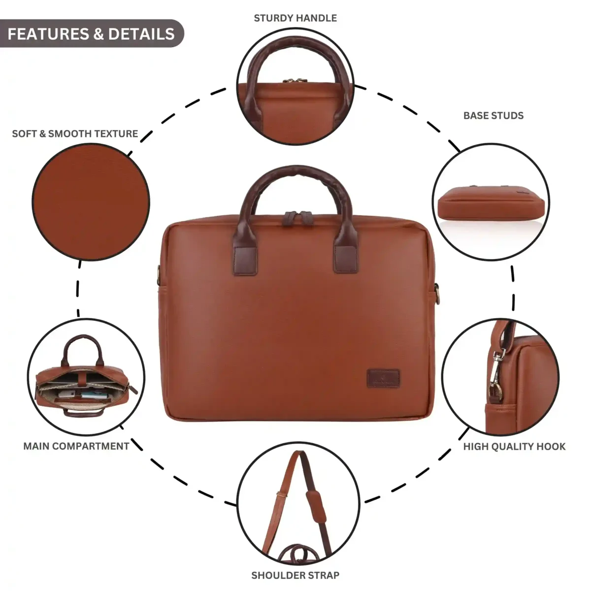 vegan unisex tan laptop bag for men and women