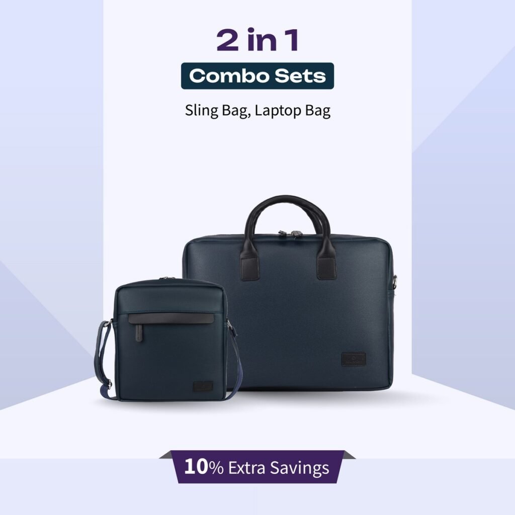 2 in 1 Combo Set of Sling Bag & Laptop Bag in Blue Colour