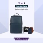 2 in 1 Combo Set of Backpack & RFID Card Holder in Blue Colour