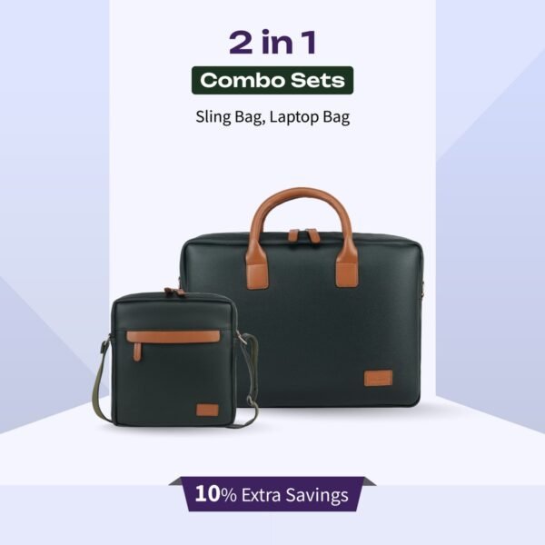 2 in 1 Combo Set of Sling Bag & Laptop Bag in Green Colour