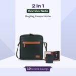 2 in 1 Combo Set of Sling Bag & RFID Passport Holder in Green Colour