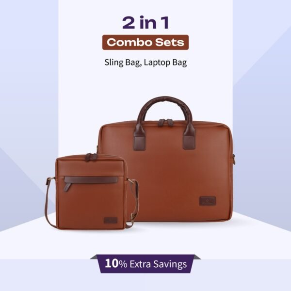 2 in 1 Combo Set of Sling Bag & Laptop Bag in Tan Colour