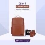 2 in 1 Combo Set of Backpack & RFID Card Holder in Tan Colour