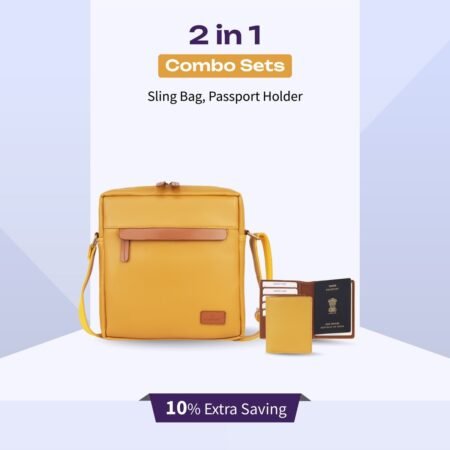 2 in 1 Combo Set of Sling Bag & RFID Passport Holder in Yellow Colour